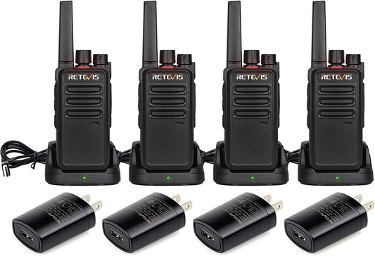 RT68 Walkie Talkies for Adults, 2 Way Radios Long Range, Hands Free, 1200Mah Battery, Portable Walkie Talkie Rechargeable with USB Charging Base, for Hunting Road Trip Hiking Family (4 Pack)