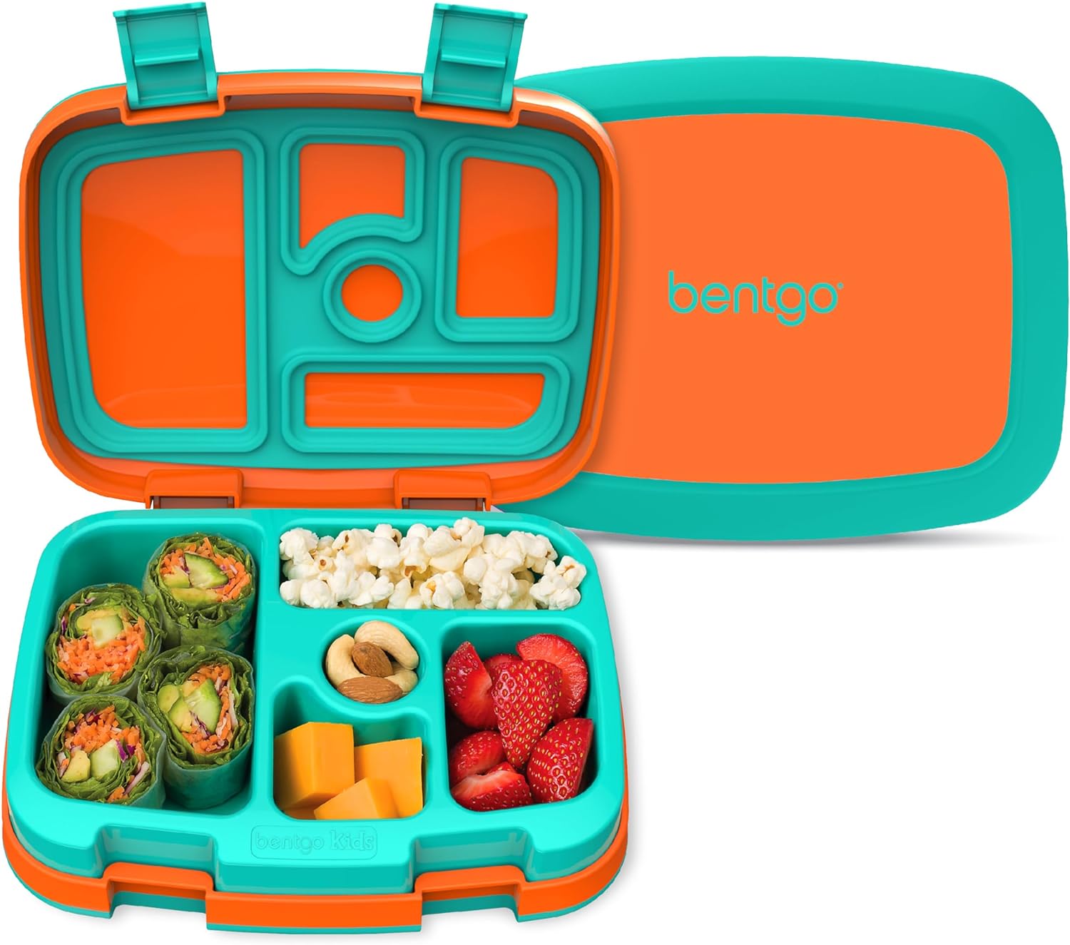 Kids Bento-Style 5-Compartment Leak-Proof Lunch Box - Ideal Portion Sizes for Ages 3 to 7 - Durable, Drop-Proof, Dishwasher Safe, Bpa-Free, & Made with Food-Safe Materials (Green)