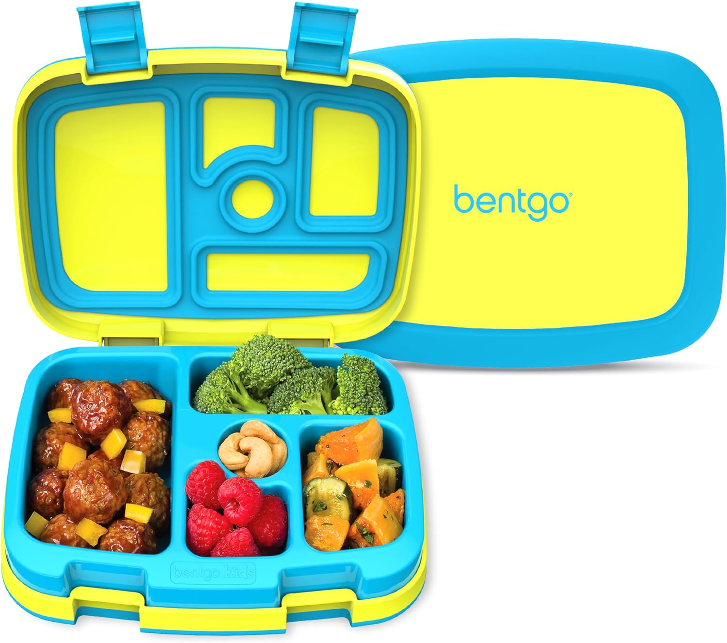 Kids Bento-Style 5-Compartment Leak-Proof Lunch Box - Ideal Portion Sizes for Ages 3 to 7 - Durable, Drop-Proof, Dishwasher Safe, Bpa-Free, & Made with Food-Safe Materials (Green)