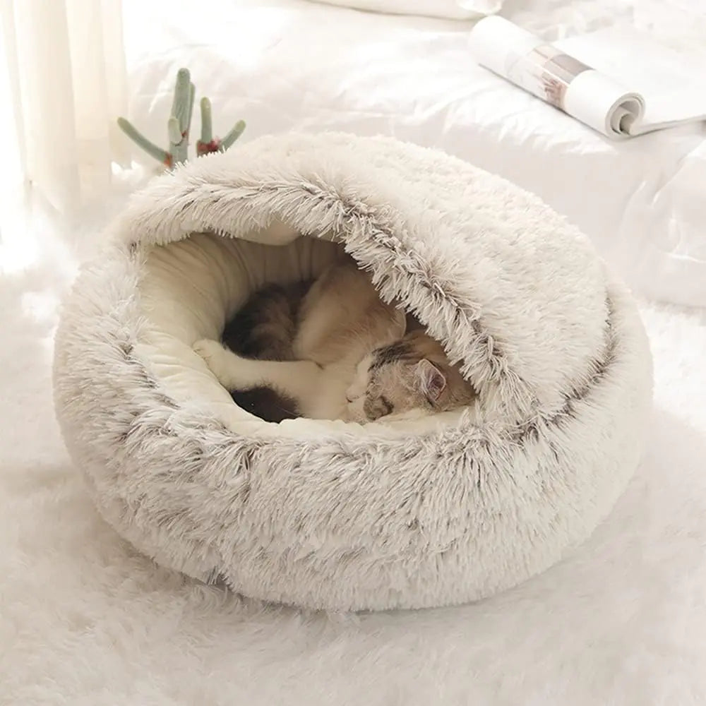 Winter Long Plush Cat Bed