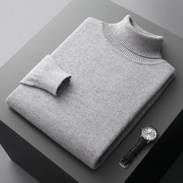 Men's High Collar Winter Knit Pullover