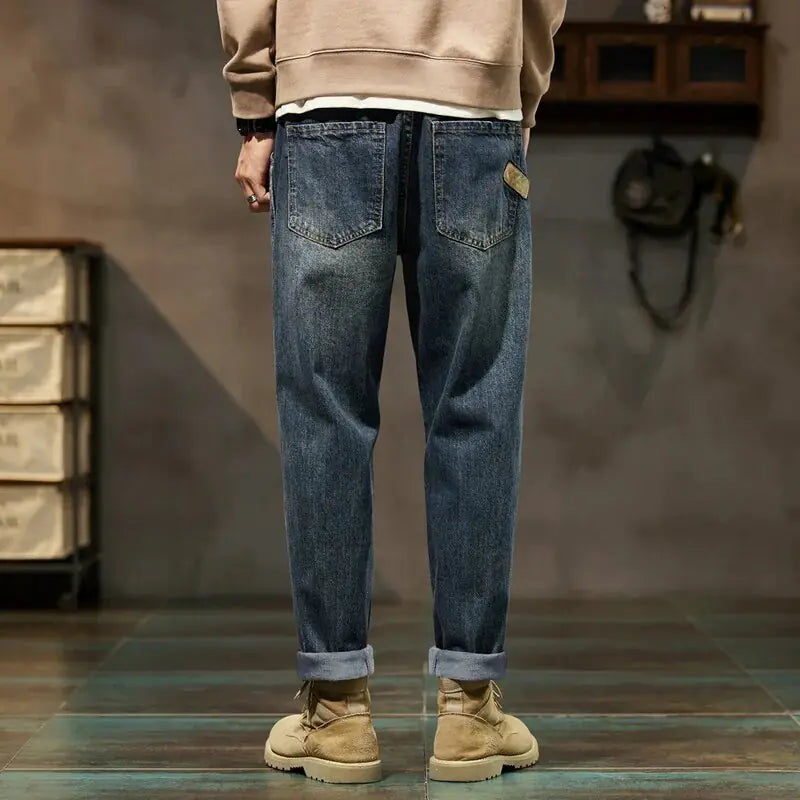 Thicken Denim Trousers Fleece Loose Fit Winter Jeans For Men