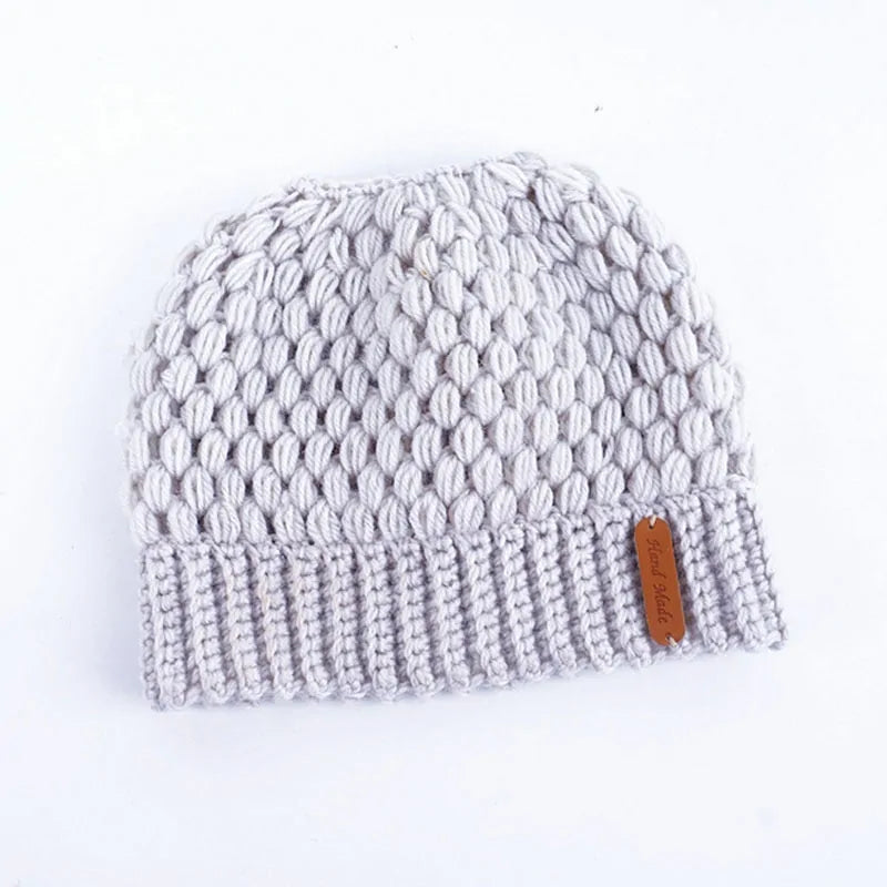 Winter Knitted Women's Ponytail Hats