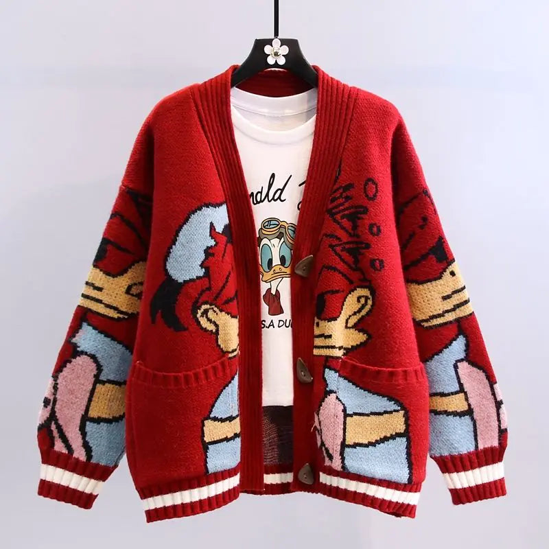 Women's Autumn Winter Cartoon Sweater Coat