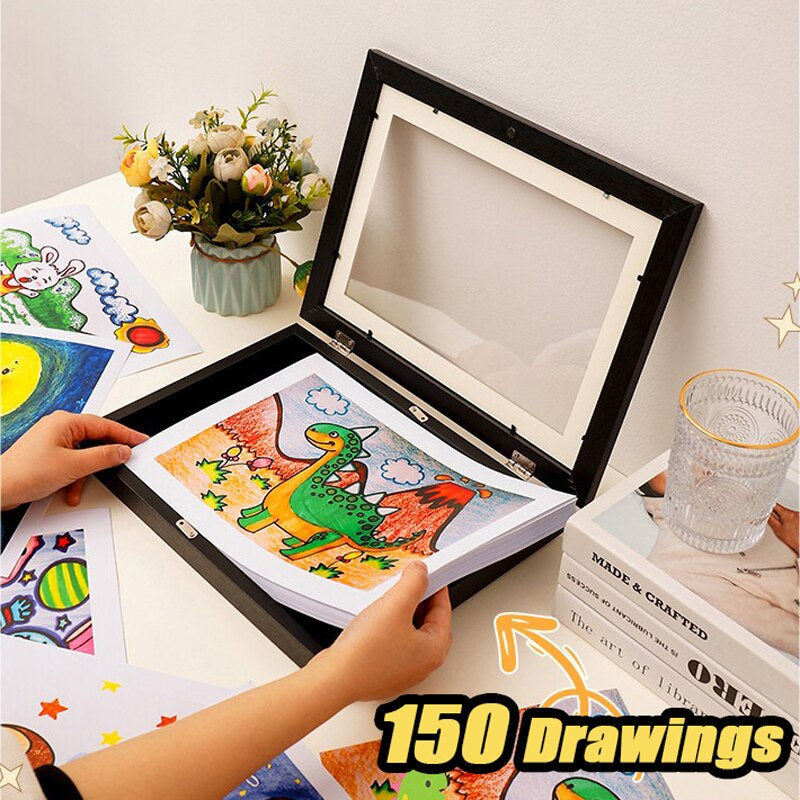 1/2 PCS Kids Art Frame Set Kids Artwork Organizer Wooden Replaceable Photo Display Home Office Painting Display A4 Size