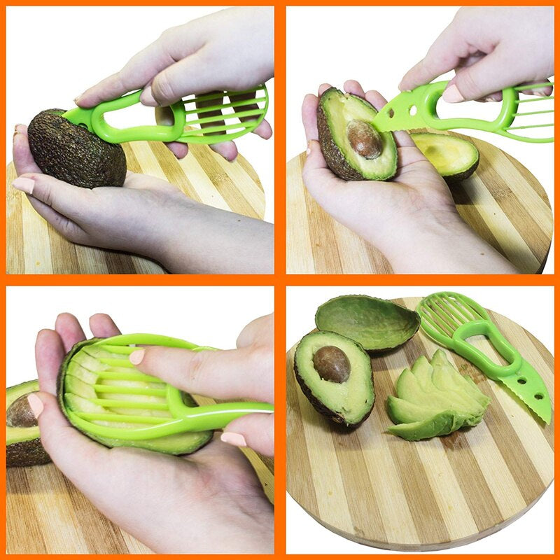 3 in 1 Avocado Slicer PP Avocado Slicer and Pitter Avocado Peeler Cutter Skinner and Corer Fruit Tools KC0128