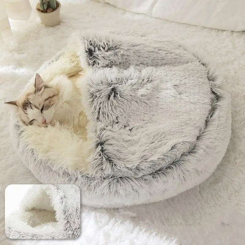 Winter Long Plush Cat Bed