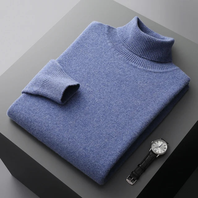 Men's High Collar Winter Knit Pullover