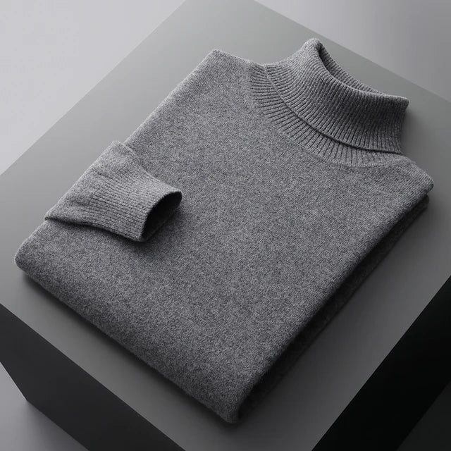 Men's High Collar Winter Knit Pullover