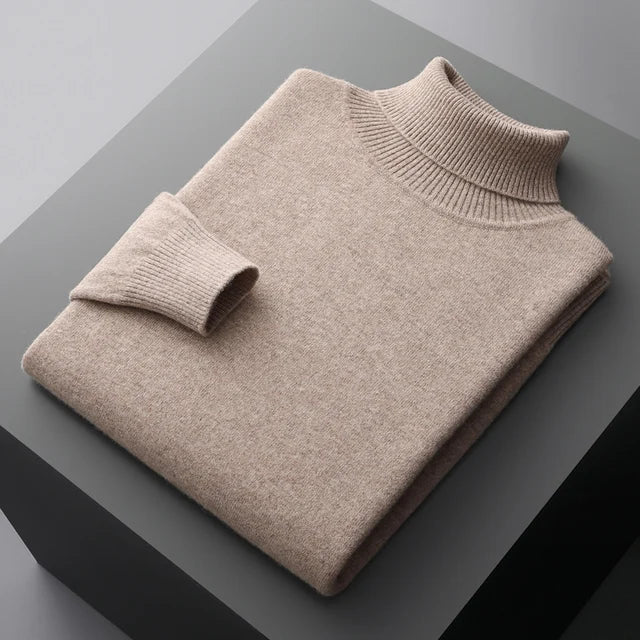 Men's High Collar Winter Knit Pullover