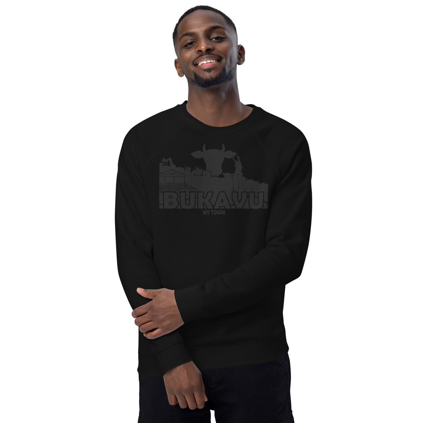 BUKAVU my town Unisex organic raglan sweatshirt