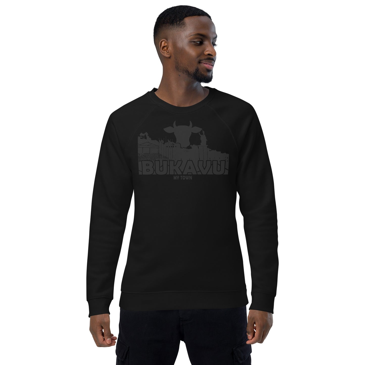 BUKAVU my town Unisex organic raglan sweatshirt