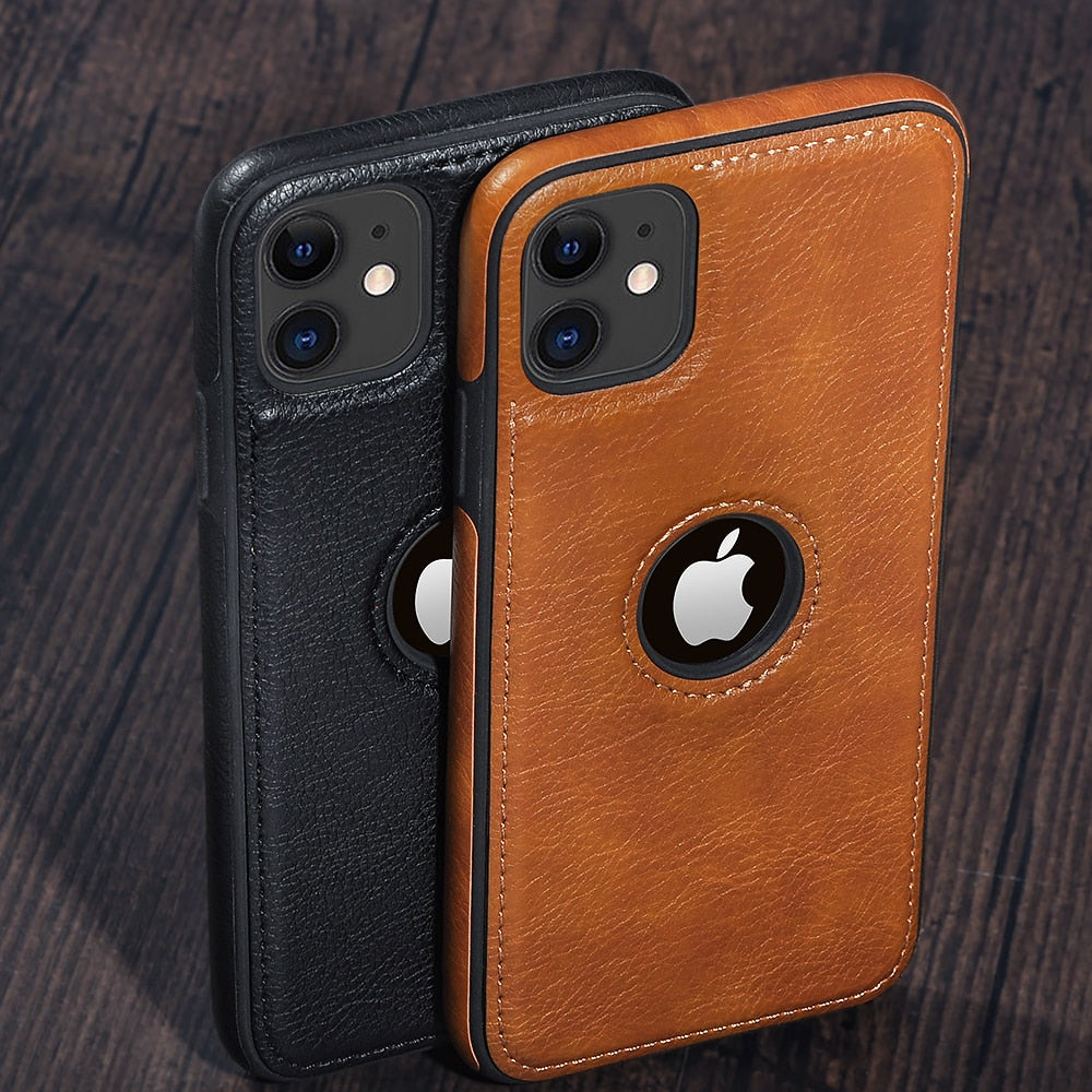 Funda de teléfono de cuero PU de color sólido para iPhones