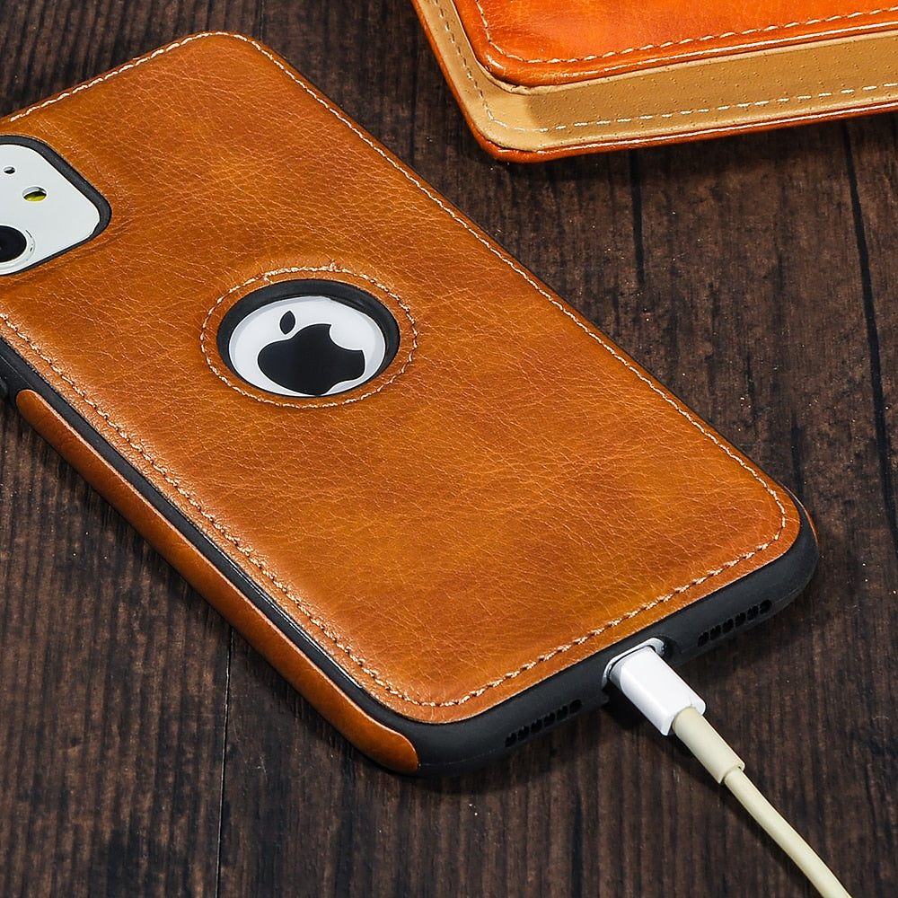 Funda de teléfono de cuero PU de color sólido para iPhones