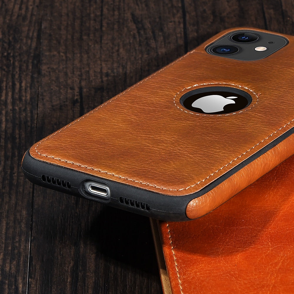 Funda de teléfono de cuero PU de color sólido para iPhones