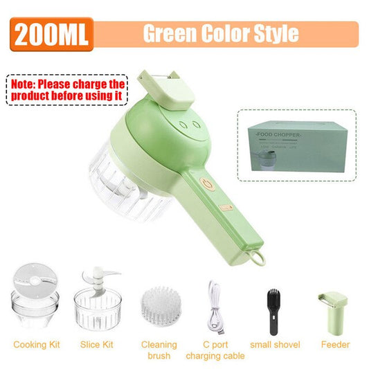 Multifunctional 4 In1 Electric Vegetable Cutter Slicer Garlic Mud Masher Garlic Chopper Cutting Pressing Mixer Food Slice