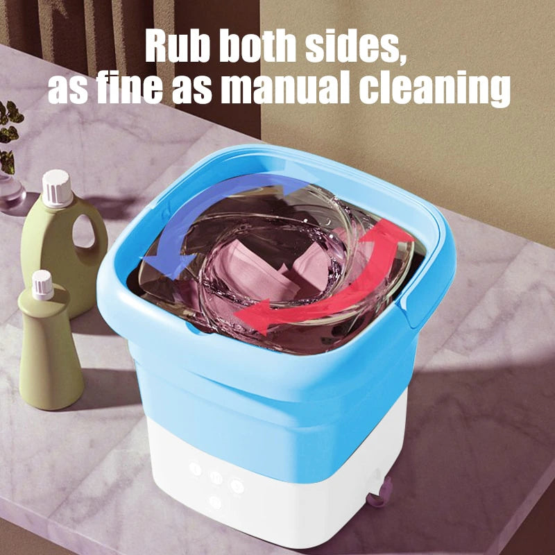 Folding Washing Machine for Clothes with Dryer Bucket Washing for Socks Underwear Mini Washing Machine with Drying Centrifuge