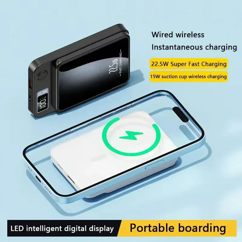 New 50000Mah Magnetic Qi Wireless Charger Powerbank 22.5W Fast Charging for Iphone 14 13 12 Samsung Huawei Xiaomi Mini Powerbank