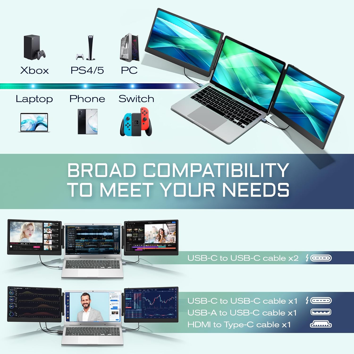 FREEDOM1 pro 14" Portable Monitor, FHD IPS Laptop Screen Extender with 90° Foldable Stand/Dual Speakers, USA.