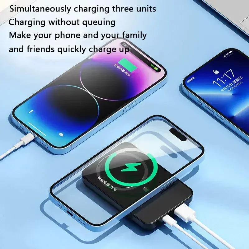 New 50000Mah Magnetic Qi Wireless Charger Powerbank 22.5W Fast Charging for Iphone 14 13 12 Samsung Huawei Xiaomi Mini Powerbank